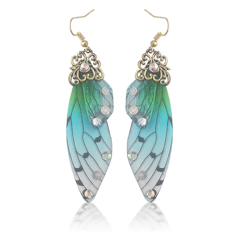 Colorful Butterfly Wing Earrings Unique Fairy Wing Drop Earrings Fashion Insect Jewelry For Women Girls Jewelry Gifts