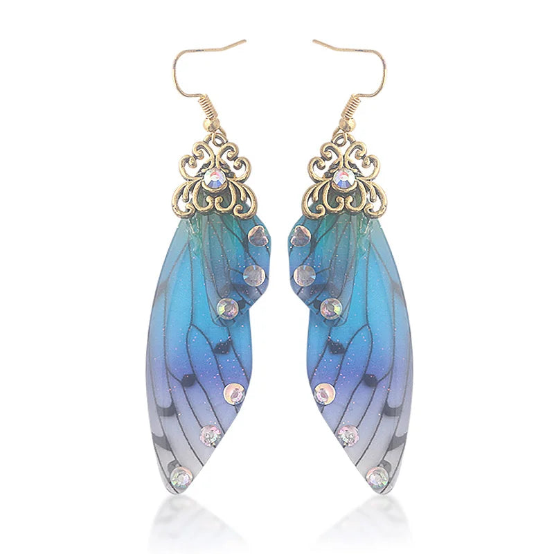 Colorful Butterfly Wing Earrings Unique Fairy Wing Drop Earrings Fashion Insect Jewelry For Women Girls Jewelry Gifts