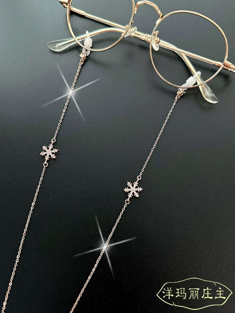 Snowflake Diamond-Embedded Shiny Glasses Chain Female Male Halterneck Fashion K Gold Decorative Eyes Anti-Fall Lost Rope