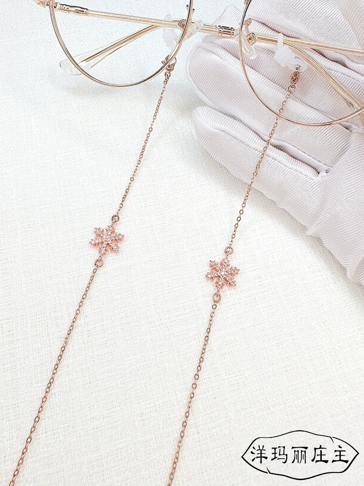 Snowflake Diamond-Embedded Shiny Glasses Chain Female Male Halterneck Fashion K Gold Decorative Eyes Anti-Fall Lost Rope