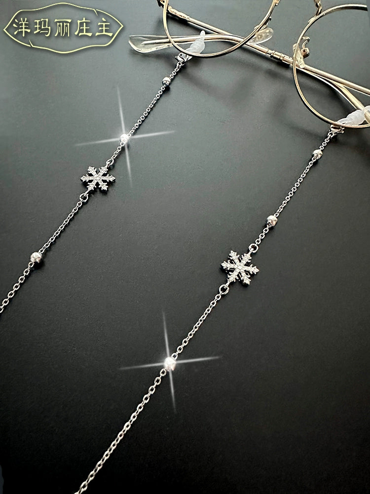 Snowflake Diamond-Embedded Shiny Glasses Chain Female Male Halterneck Fashion K Gold Decorative Eyes Anti-Fall Lost Rope