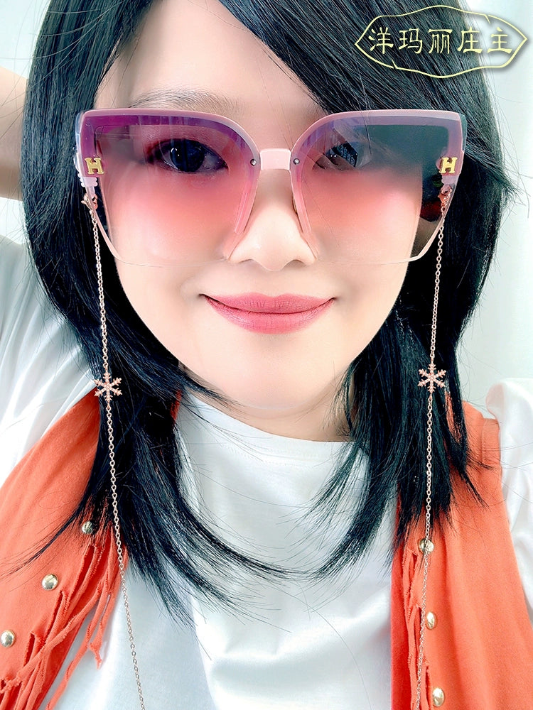 Snowflake Diamond-Embedded Shiny Glasses Chain Female Male Halterneck Fashion K Gold Decorative Eyes Anti-Fall Lost Rope