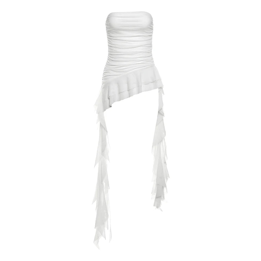 Nibber 2024 Spring New Solid Color Sweet Gentle Cute All-match High Street Travel Sexy Cool Women Chest Wrap ruched Tassel Vest