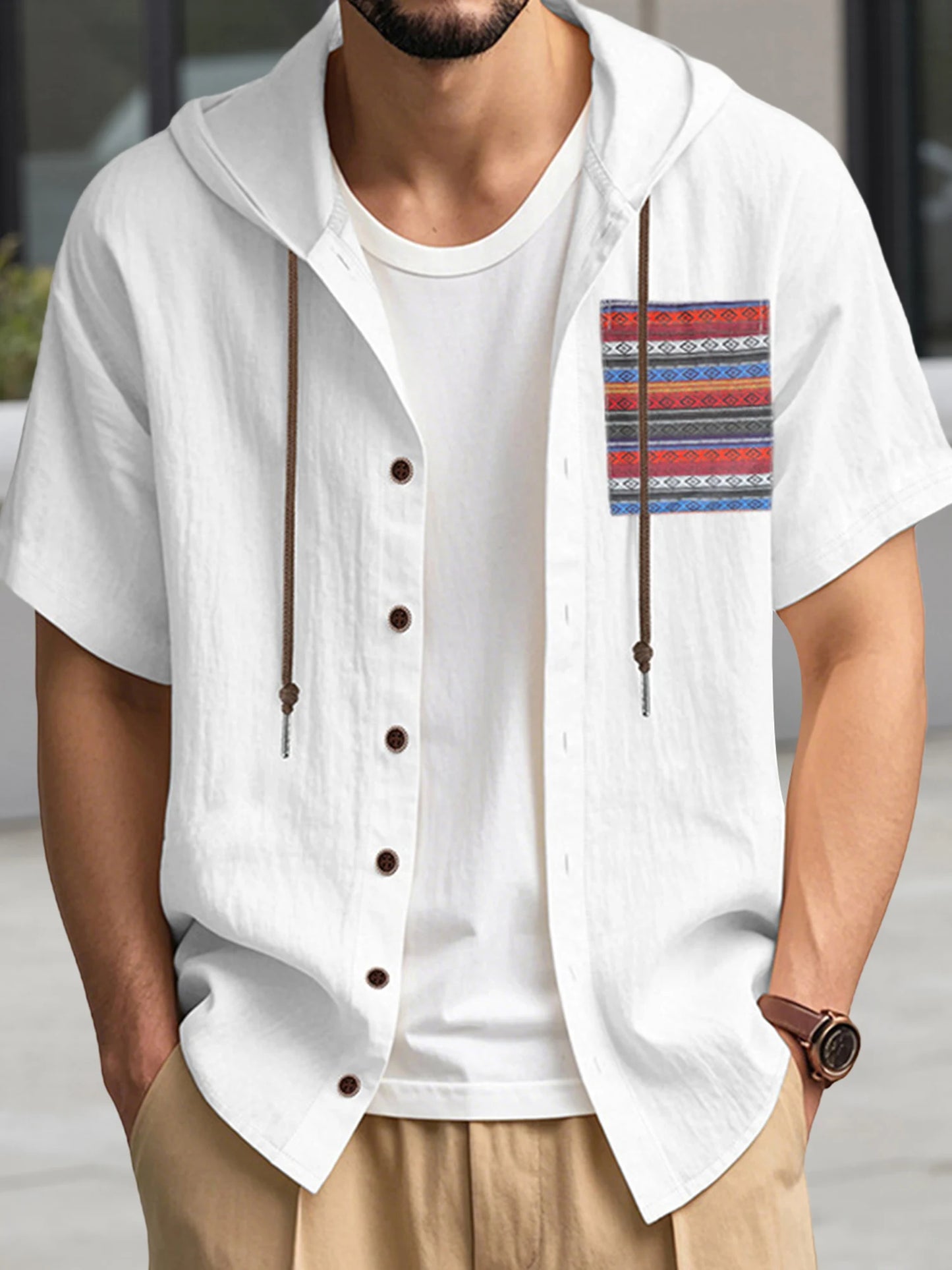 Men s Linen Shirts Casual Short Sleeve V Neck Button Down Pocket Tops Summer Hoodies - Stylish and Comfortable Apparel for Warm