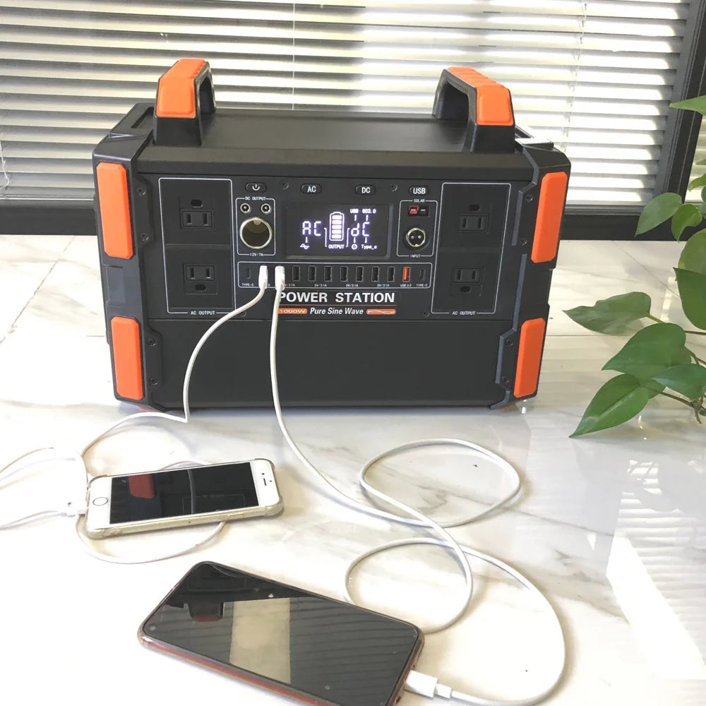 200W 1200W portable solar power station with MPPT controller lithium-ion battery AC solar panel for outdoor camping charging