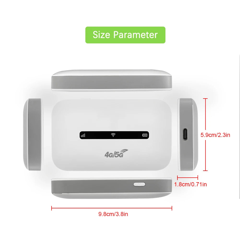 4G LTE Portable WiFi Hotspot 3000mAh 150Mbps Wireless Internet Router Support 8 To 10 Users with SIM Card Slot for Car Travel
