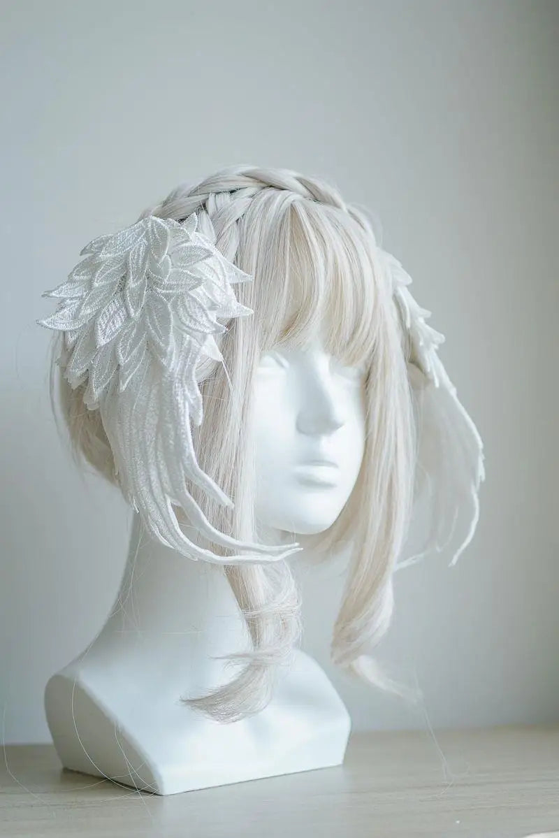 Feather Angel Wing Hair Clips Lolita Barrette Hairpin Lolita Anime Cosplay Hair Accessories Anime Halloween Black White Headwear