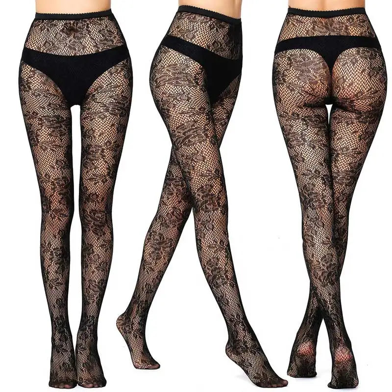 Sexy Mesh Stockings Print Patterns Flower Heart Skull Nylon Push Up Slim Women Fishnet Tights Y2k Party Club Gothic Pantyhose