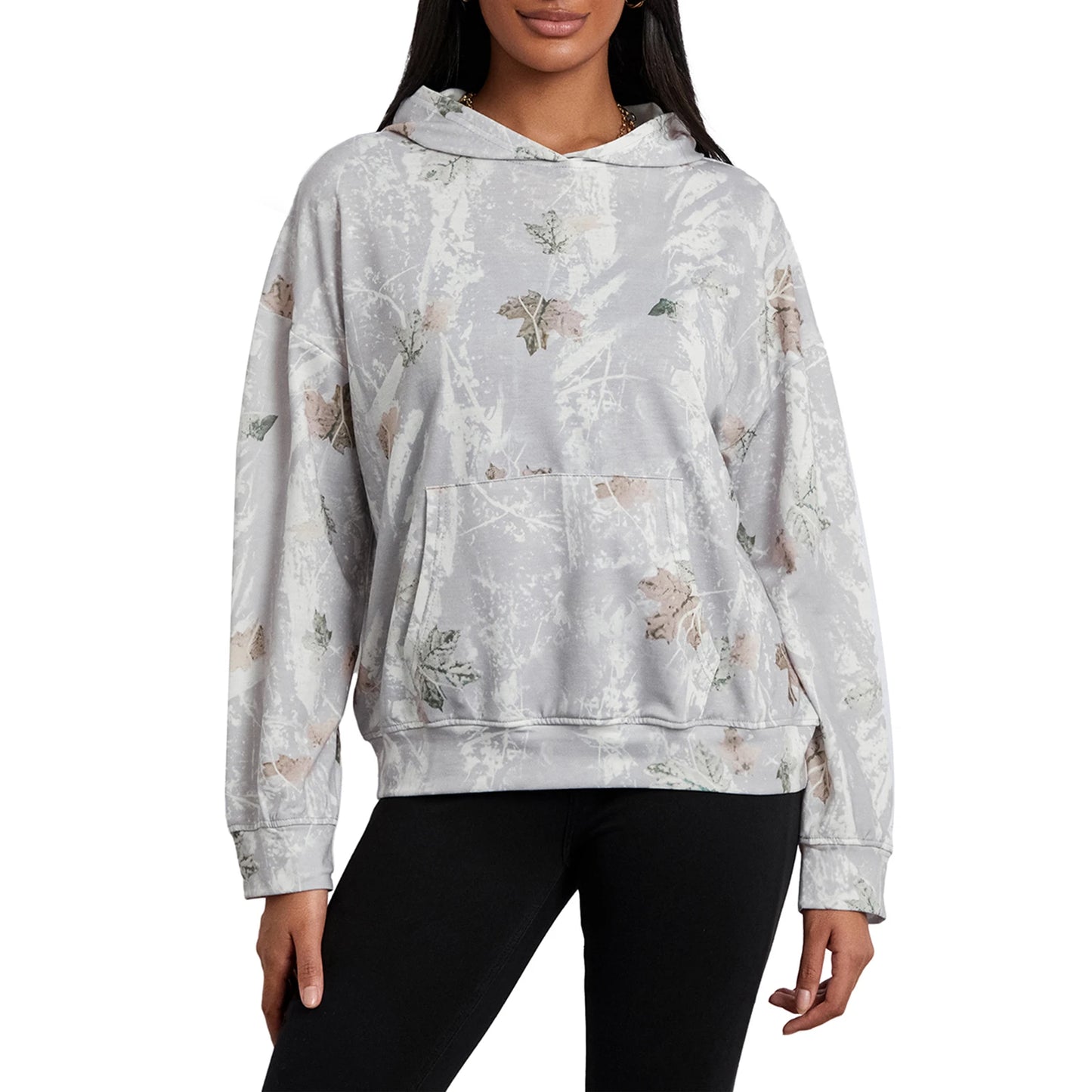 Women’s Oversized Hoodies Fashion Long Sleeve Leaf Print Baggy Sweatshirts Streetwear
