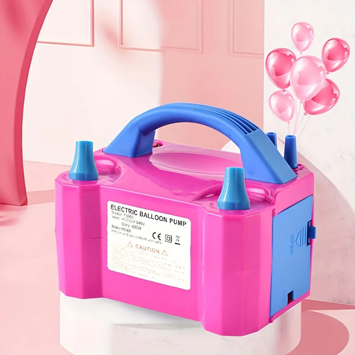 Portable Electric Balloon Pump -AC 110V-120V 600W Balloon Inflator With Dual Nozzle & 2 Tying Tools Party Decoration