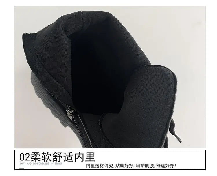 Spring/Autumn Round Toe Square Heel Increased ZIP Soft Fashion Women's Shoes 2025 New Short Boots Large Fashion Martin Boots