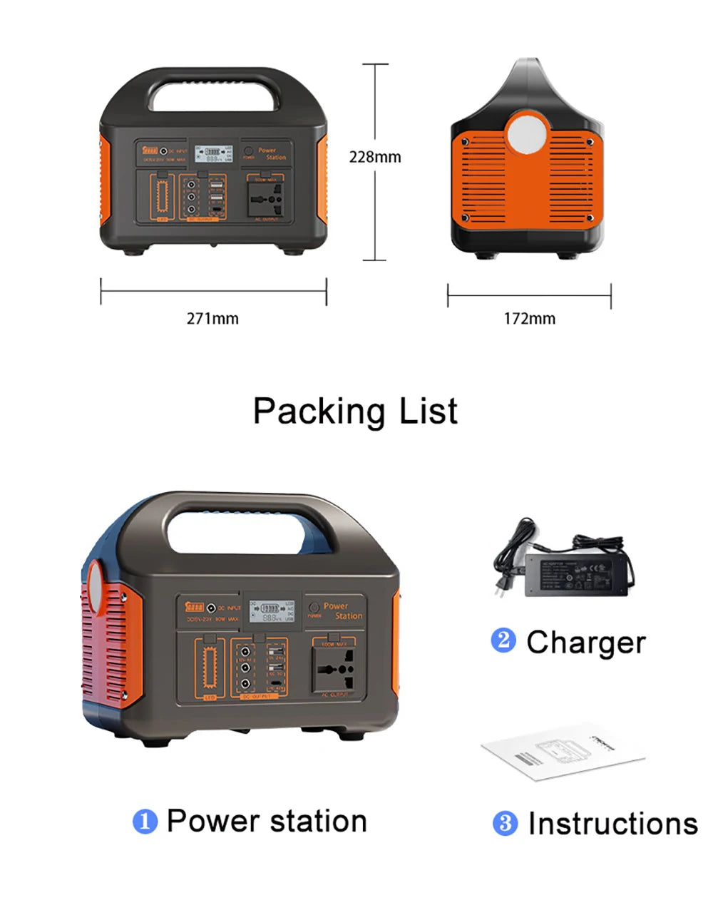 300W 500W Portable Power Station 460Wh Solar Generator 110V 220V Camping Solar Charging Station Emergency Energy Storage Supply