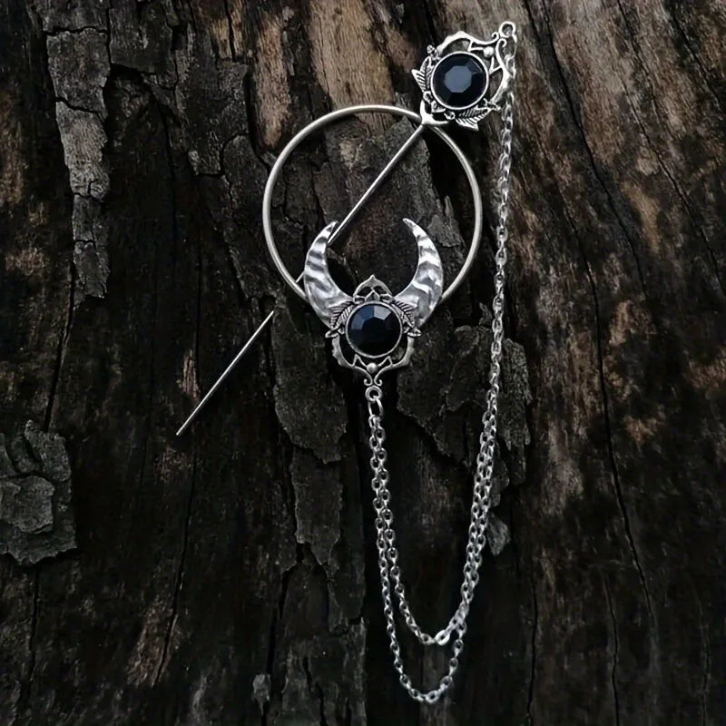 Enthic Viking Punk Witch Stick Hairpin Chunky Moth Hair Stick Cosplay Halloween Party Costumes Props Gothic Nordic Headpiece