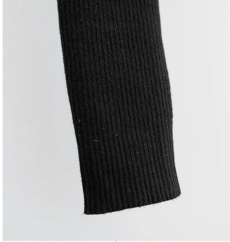 Y2k Aesthetic Clothes O-neck Black White Sexy Harajuku Knitted Tshirt 2024 T-shirts Women Long Sleeve Crop Top Spring Autumn