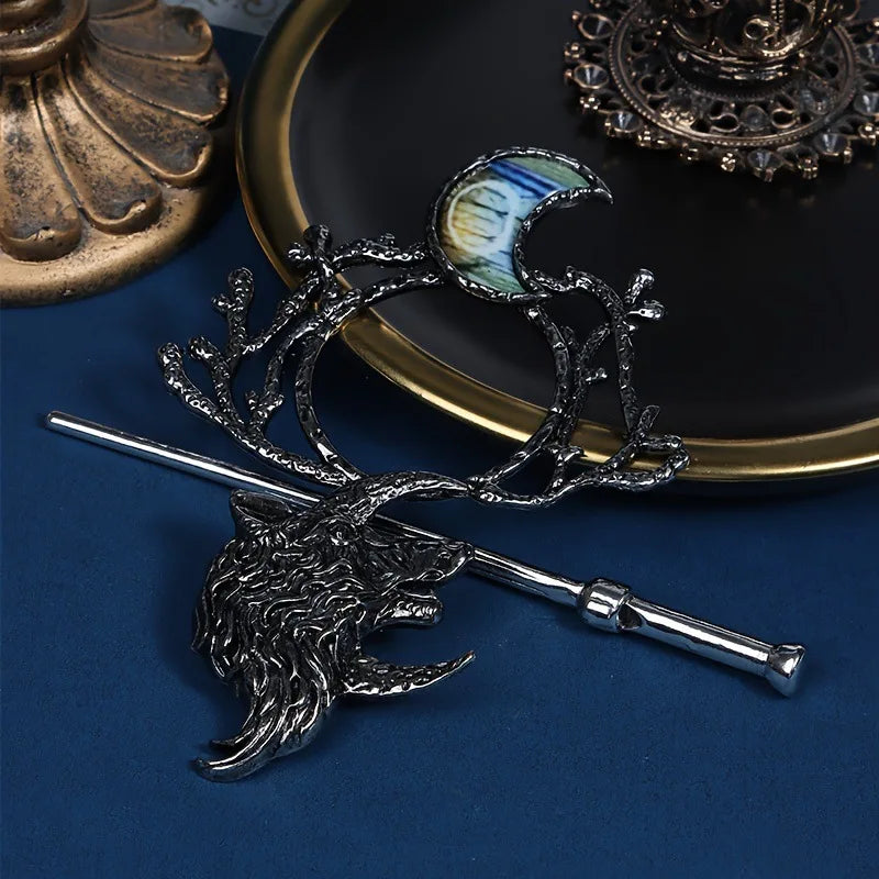 Enthic Viking Punk Witch Stick Hairpin Chunky Moth Hair Stick Cosplay Halloween Party Costumes Props Gothic Nordic Headpiece