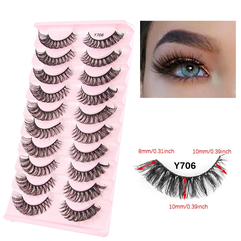 False Eyelashes 3/10/20 Pairs Natrual Fluffy Winged Dramatic 3D Russian Strip Mink Lashes Fake Eyelashes Cat Eye Makeup Cilia