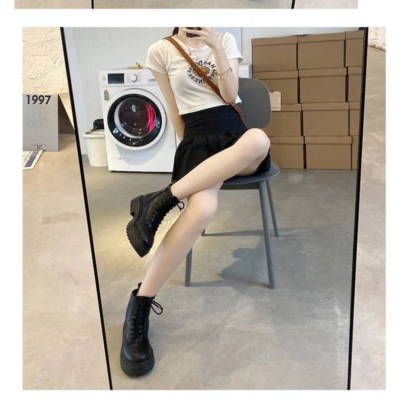 Spring/Autumn Round Toe Square Heel Increased ZIP Soft Fashion Women's Shoes 2025 New Short Boots Large Fashion Martin Boots
