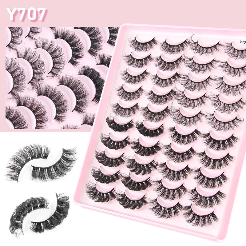 False Eyelashes 3/10/20 Pairs Natrual Fluffy Winged Dramatic 3D Russian Strip Mink Lashes Fake Eyelashes Cat Eye Makeup Cilia