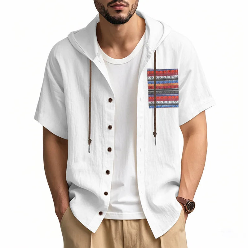 Men s Linen Shirts Casual Short Sleeve V Neck Button Down Pocket Tops Summer Hoodies - Stylish and Comfortable Apparel for Warm