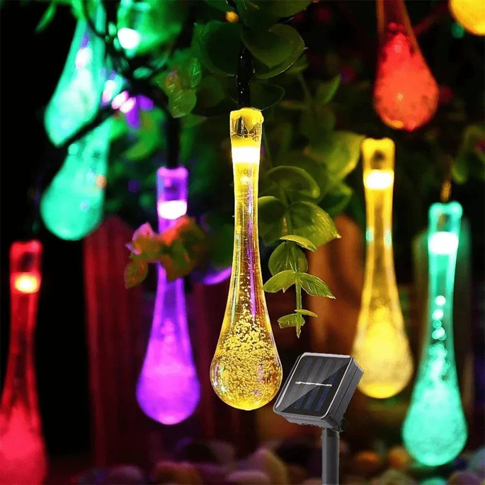 Solar Light Water drops led String Lights Christmas Party Decor Patio Lawn Garland Garden Outdoor Fairy Lights Solar Patio Light