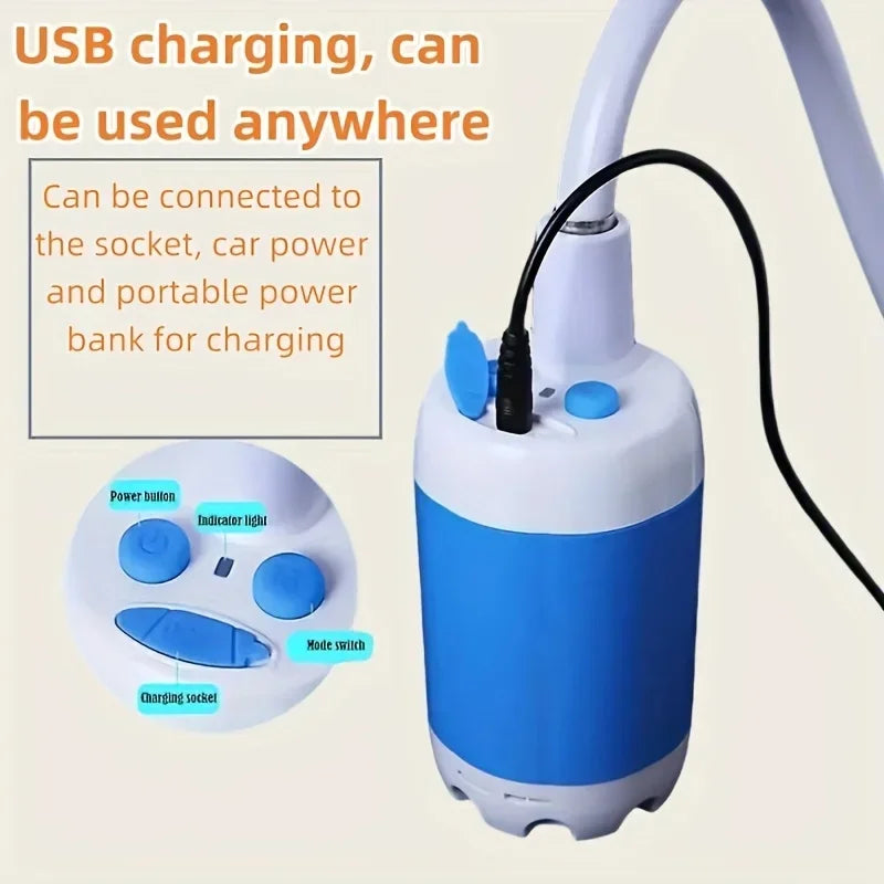 Portable USB Rechargeable shower head, Multi-Purpose Watering System,Garden Hose Nozzle with US Standard Connector for Outdoor