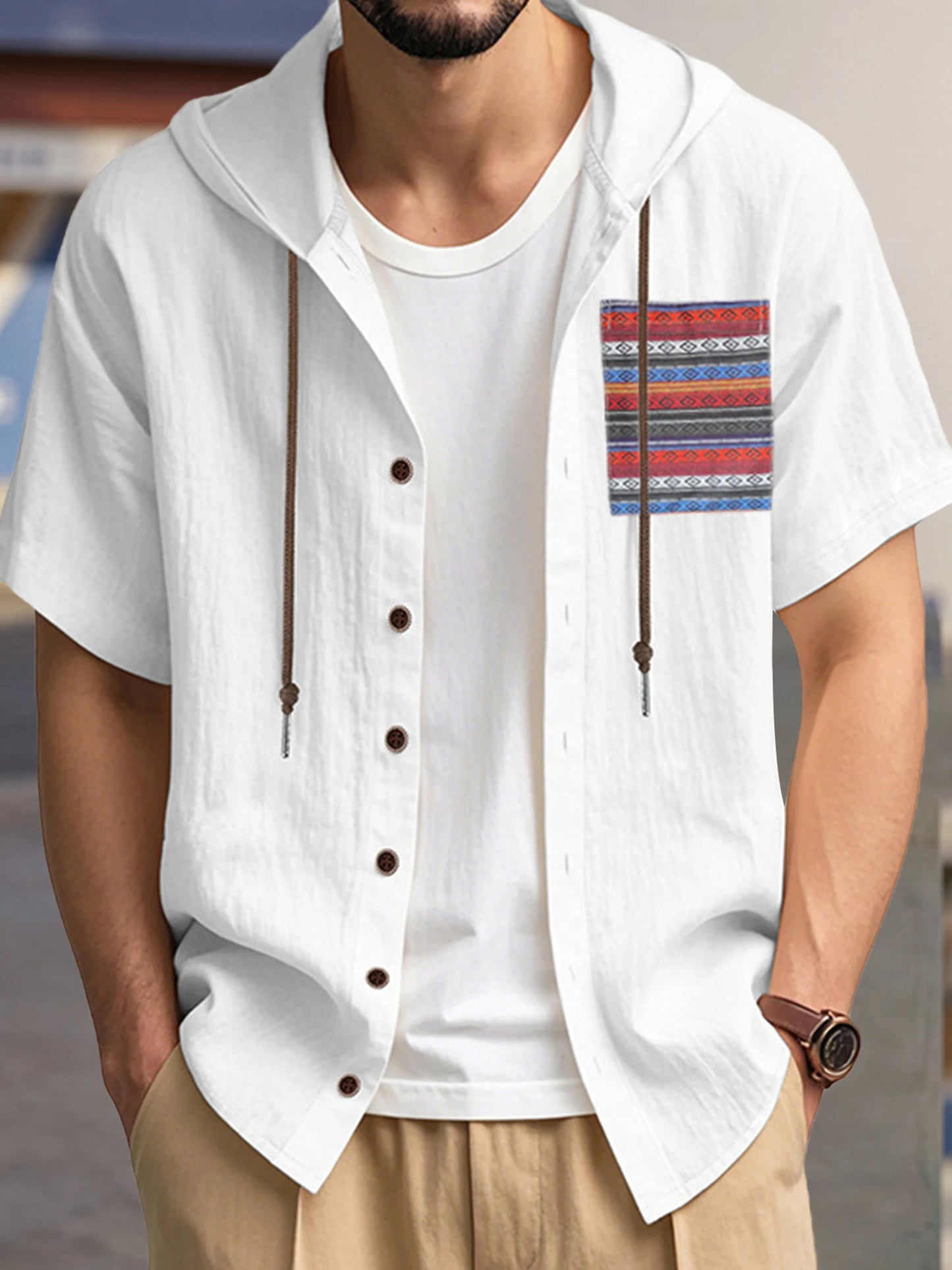 Men s Linen Shirts Casual Short Sleeve V Neck Button Down Pocket Tops Summer Hoodies - Stylish and Comfortable Apparel for Warm