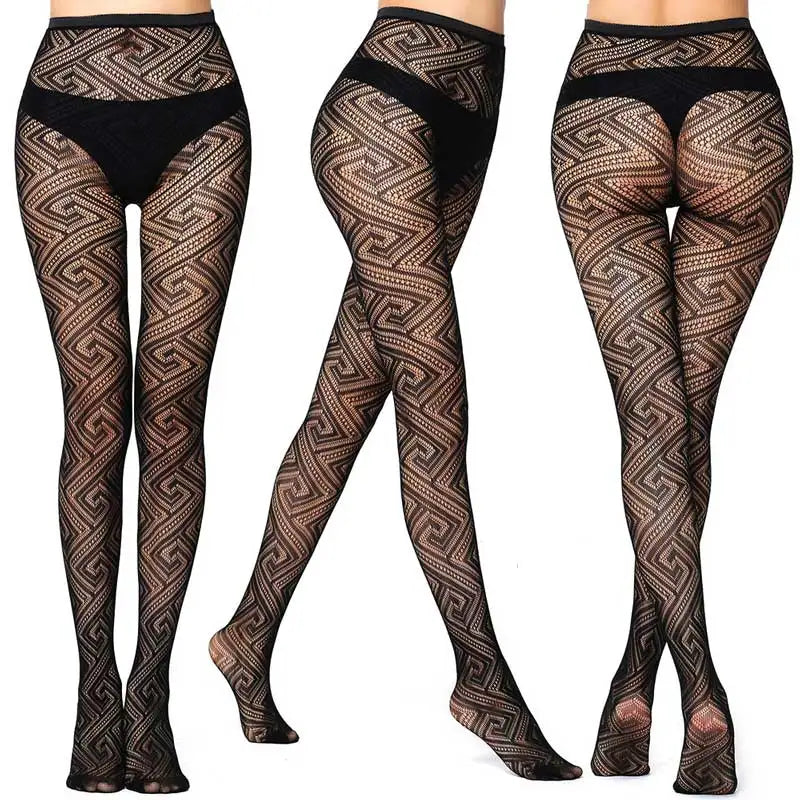 Sexy Mesh Stockings Print Patterns Flower Heart Skull Nylon Push Up Slim Women Fishnet Tights Y2k Party Club Gothic Pantyhose