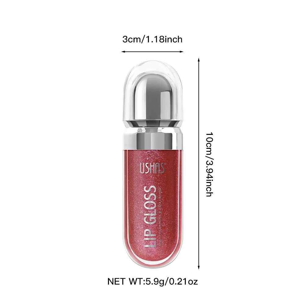 USHAS 12 colors mirror fine flash liquid lipstick pearlescent color waterproof sweatproof non-stick cup lip gloss