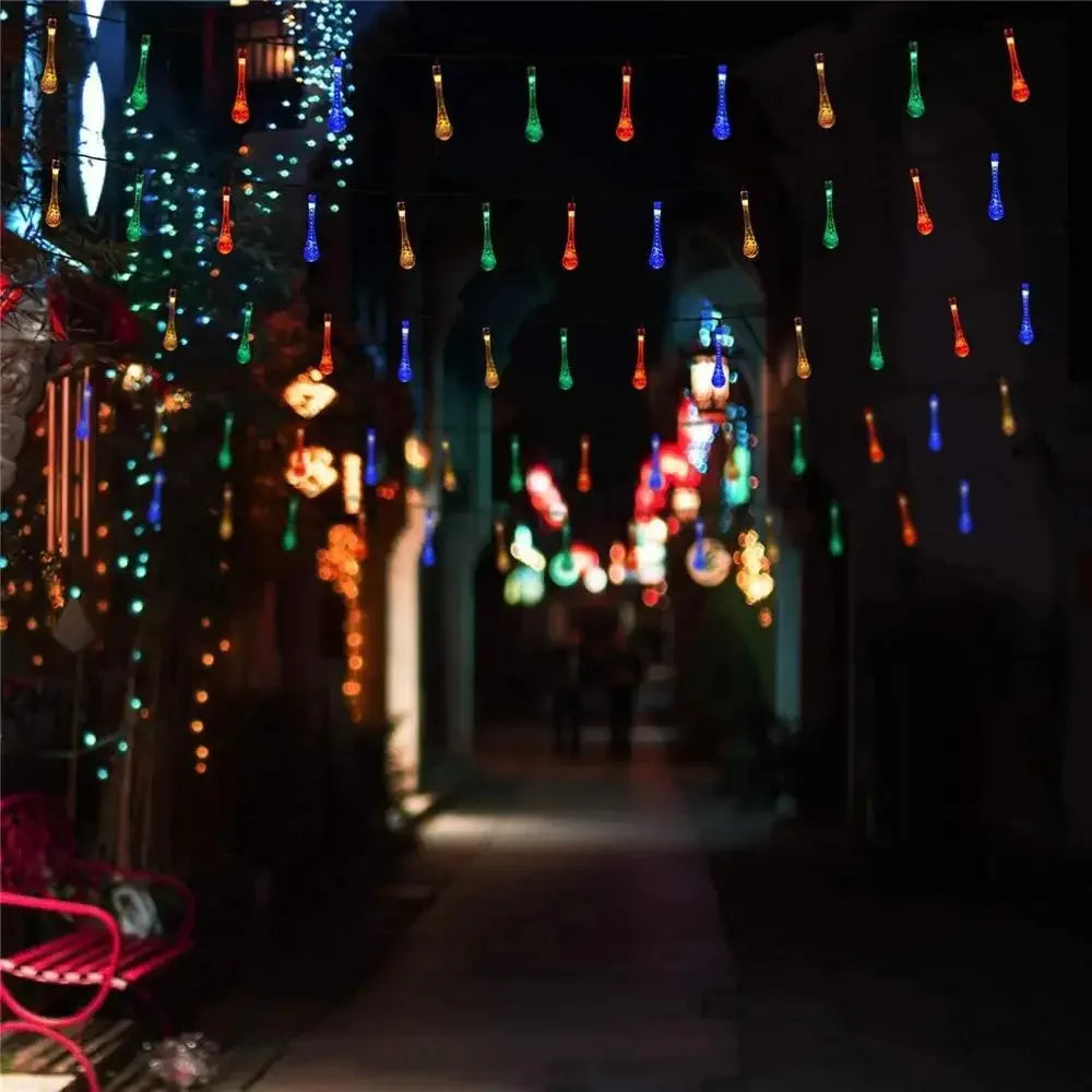 Solar Light Water drops led String Lights Christmas Party Decor Patio Lawn Garland Garden Outdoor Fairy Lights Solar Patio Light