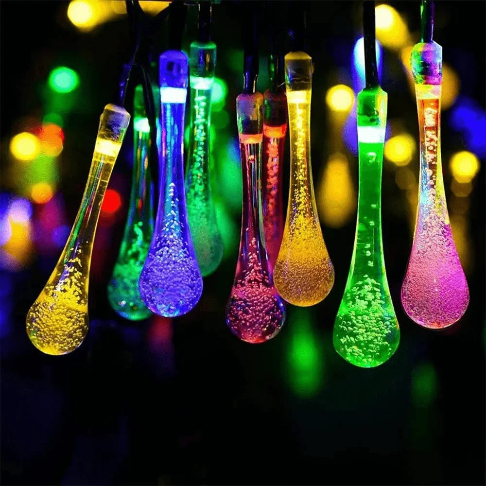 Solar Light Water drops led String Lights Christmas Party Decor Patio Lawn Garland Garden Outdoor Fairy Lights Solar Patio Light