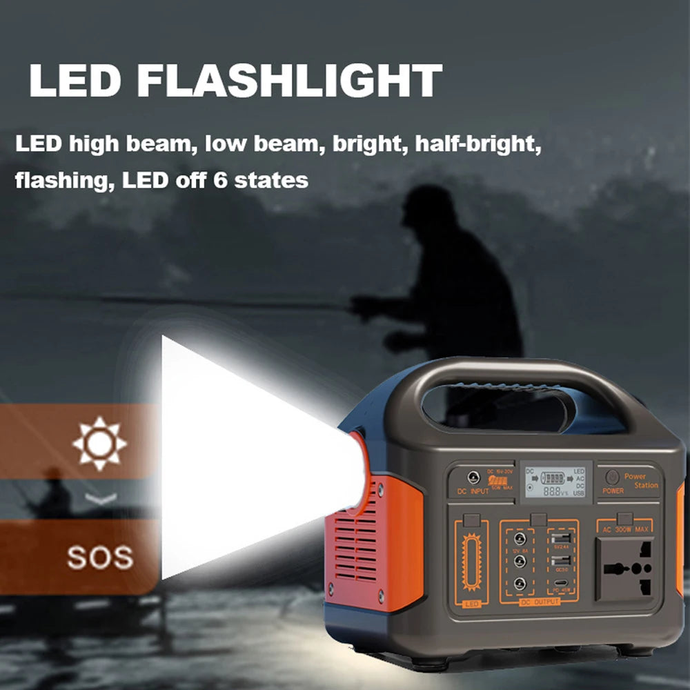 300W 500W Portable Power Station 460Wh Solar Generator 110V 220V Camping Solar Charging Station Emergency Energy Storage Supply