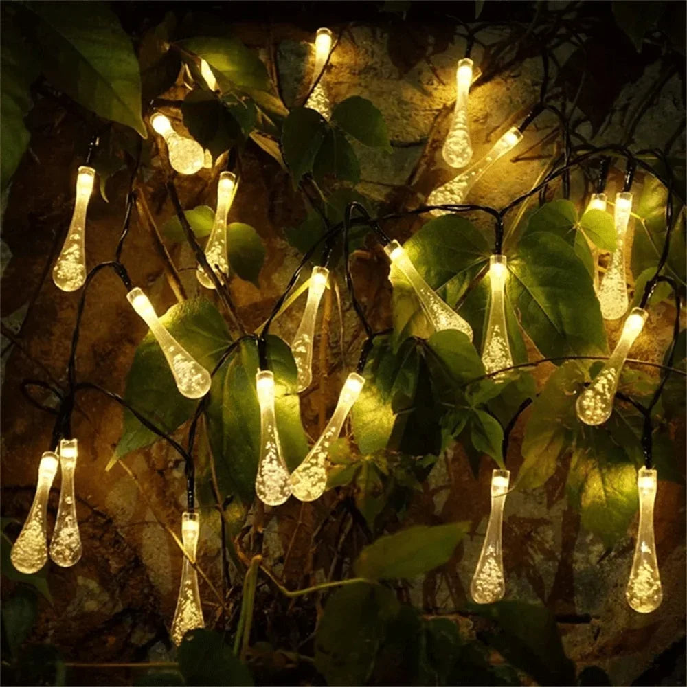 Solar Light Water drops led String Lights Christmas Party Decor Patio Lawn Garland Garden Outdoor Fairy Lights Solar Patio Light