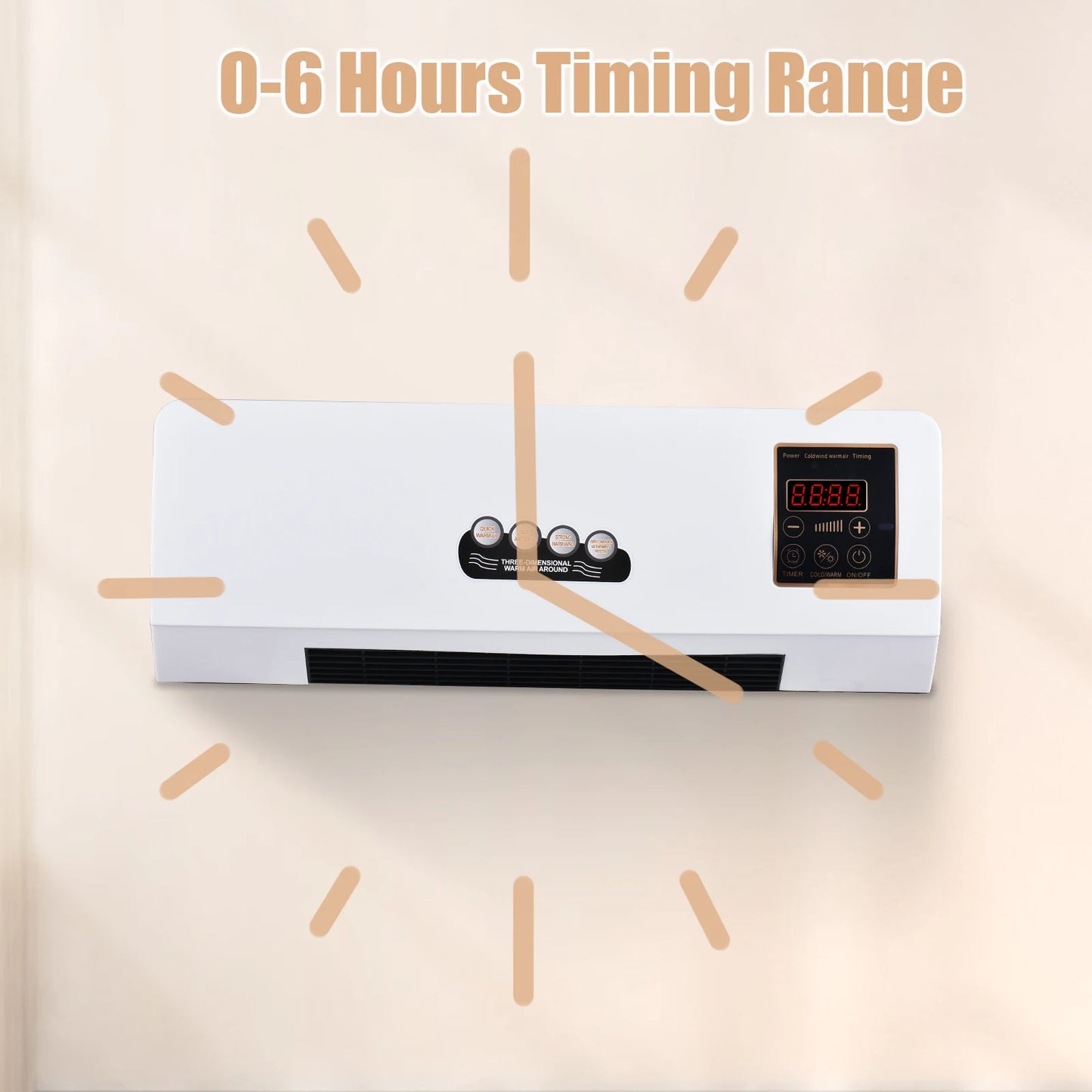 2-in-1 Air Conditioner Heater and Fan Combo Timing Wall Mounted Electric Fan and Space Heater Remote Control for Dormitory Home