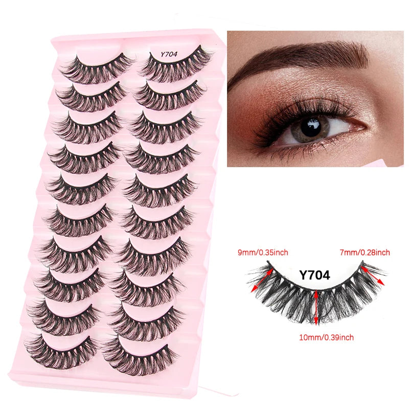 False Eyelashes 3/10/20 Pairs Natrual Fluffy Winged Dramatic 3D Russian Strip Mink Lashes Fake Eyelashes Cat Eye Makeup Cilia