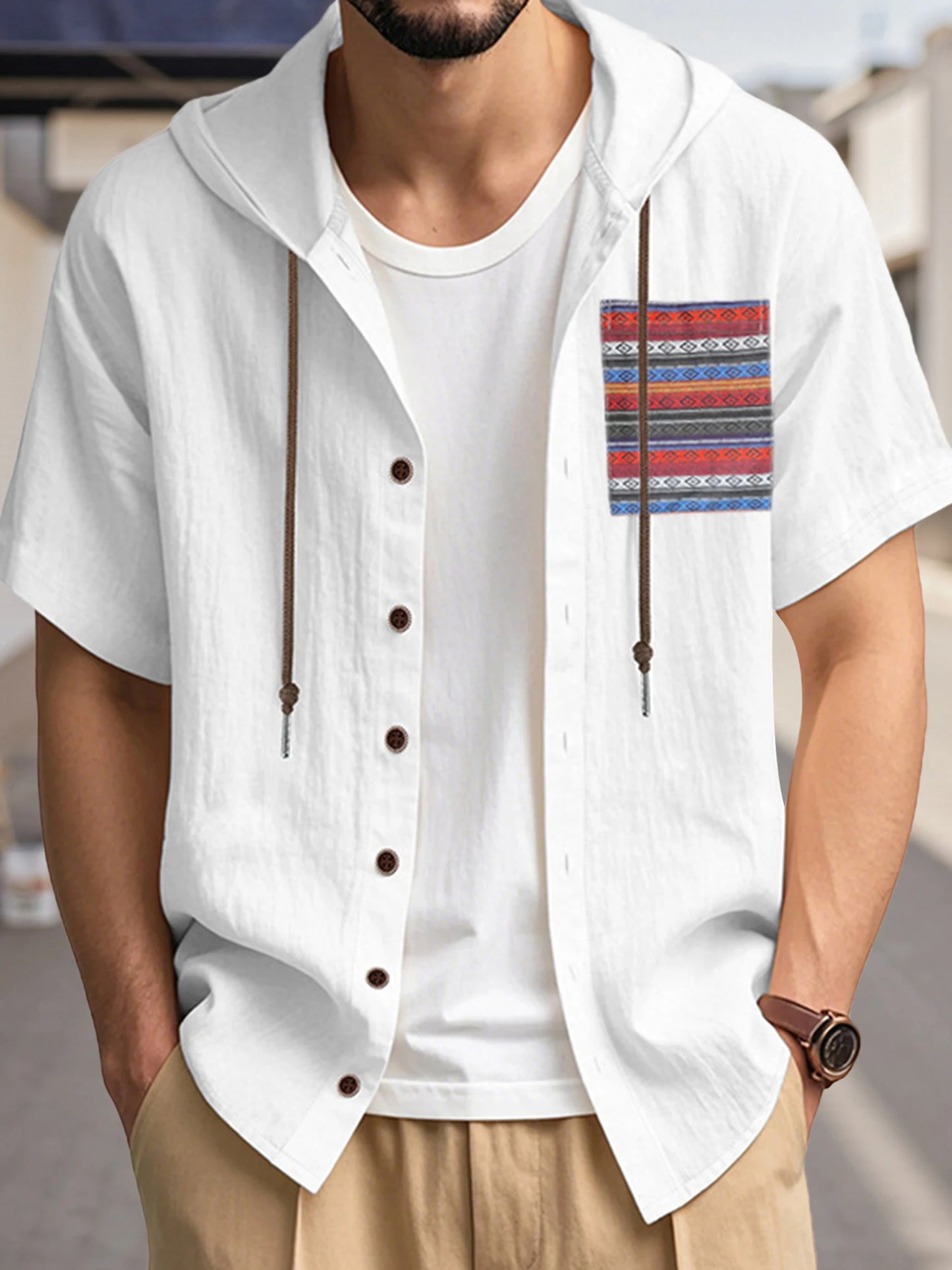 Men s Linen Shirts Casual Short Sleeve V Neck Button Down Pocket Tops Summer Hoodies - Stylish and Comfortable Apparel for Warm
