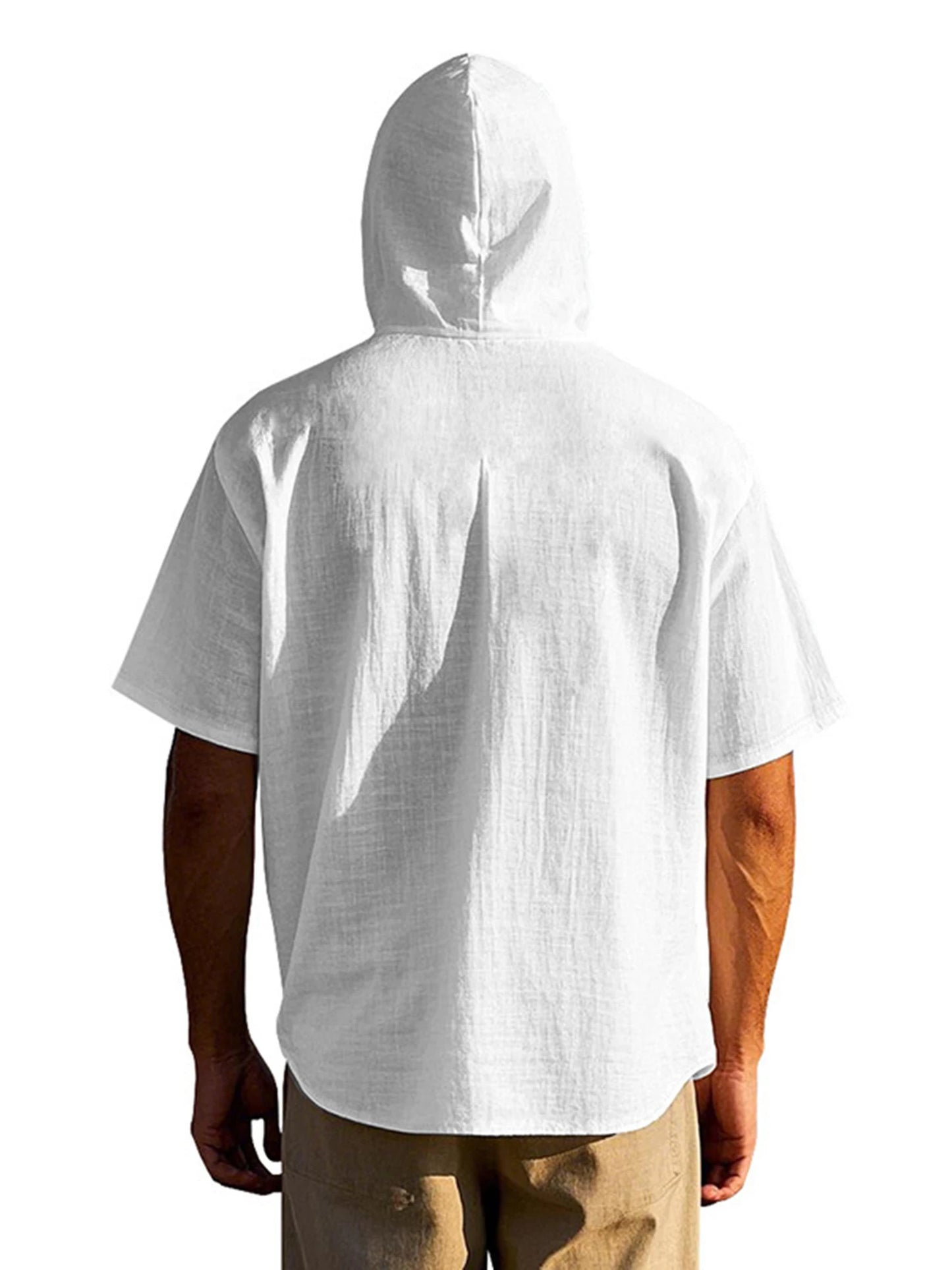 Men s Linen Shirts Casual Short Sleeve V Neck Button Down Pocket Tops Summer Hoodies - Stylish and Comfortable Apparel for Warm