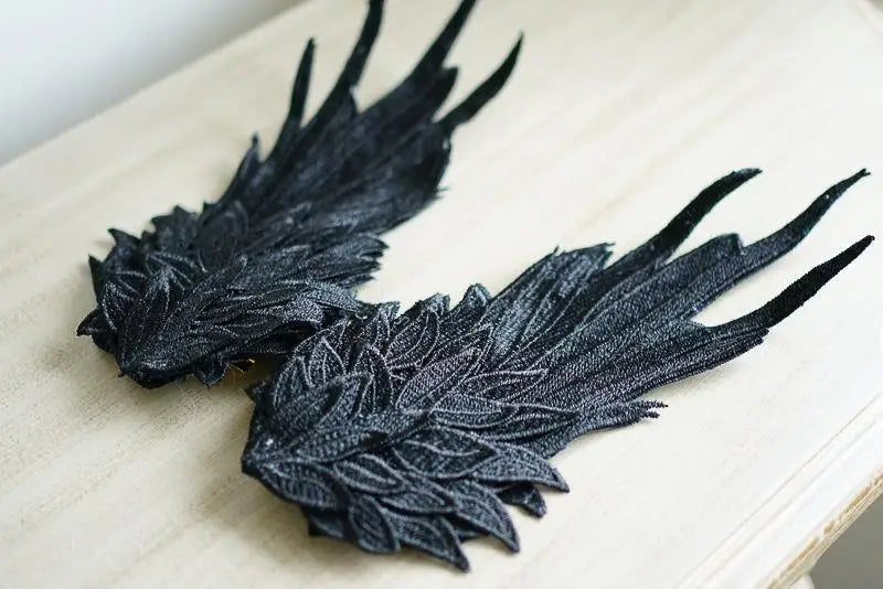 Feather Angel Wing Hair Clips Lolita Barrette Hairpin Lolita Anime Cosplay Hair Accessories Anime Halloween Black White Headwear