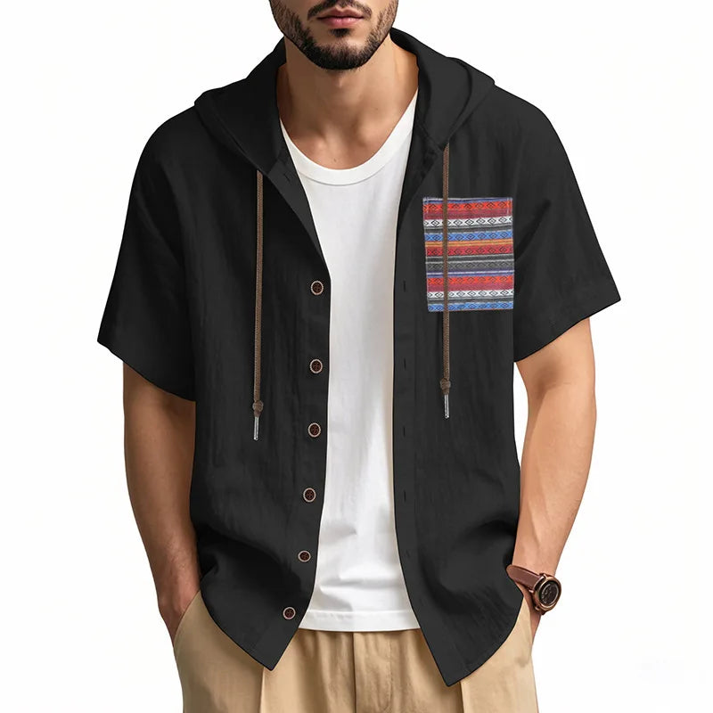 Men s Linen Shirts Casual Short Sleeve V Neck Button Down Pocket Tops Summer Hoodies - Stylish and Comfortable Apparel for Warm
