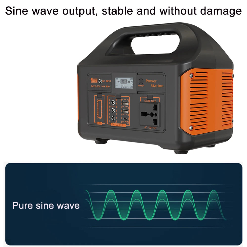 300W 500W Portable Power Station 460Wh Solar Generator 110V 220V Camping Solar Charging Station Emergency Energy Storage Supply