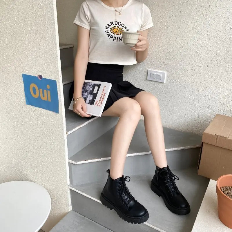 Spring/Autumn Round Toe Square Heel Increased ZIP Soft Fashion Women's Shoes 2025 New Short Boots Large Fashion Martin Boots