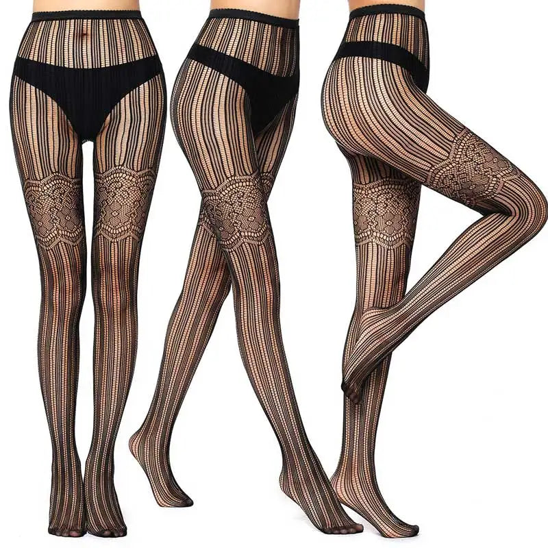 Sexy Mesh Stockings Print Patterns Flower Heart Skull Nylon Push Up Slim Women Fishnet Tights Y2k Party Club Gothic Pantyhose