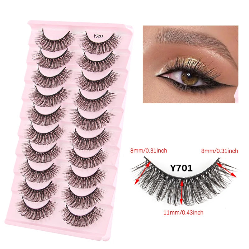 False Eyelashes 3/10/20 Pairs Natrual Fluffy Winged Dramatic 3D Russian Strip Mink Lashes Fake Eyelashes Cat Eye Makeup Cilia