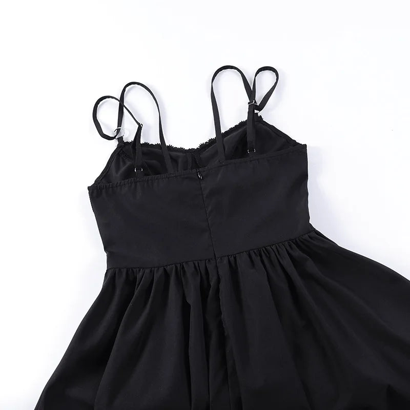 Goth Dark Lolita Gothic Aesthetic Bandage Corset Dresses Grunge Style Black Embroidery Emo Dress Women A-line Party Alt Clothes
