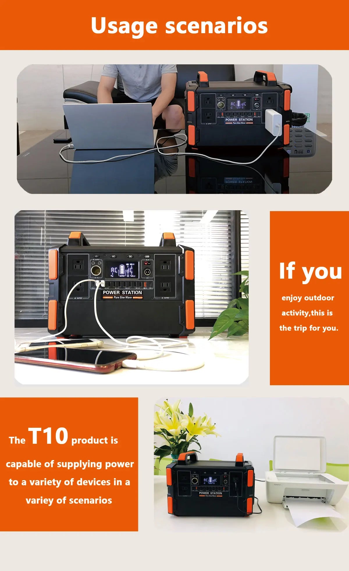 200W 1200W portable solar power station with MPPT controller lithium-ion battery AC solar panel for outdoor camping charging