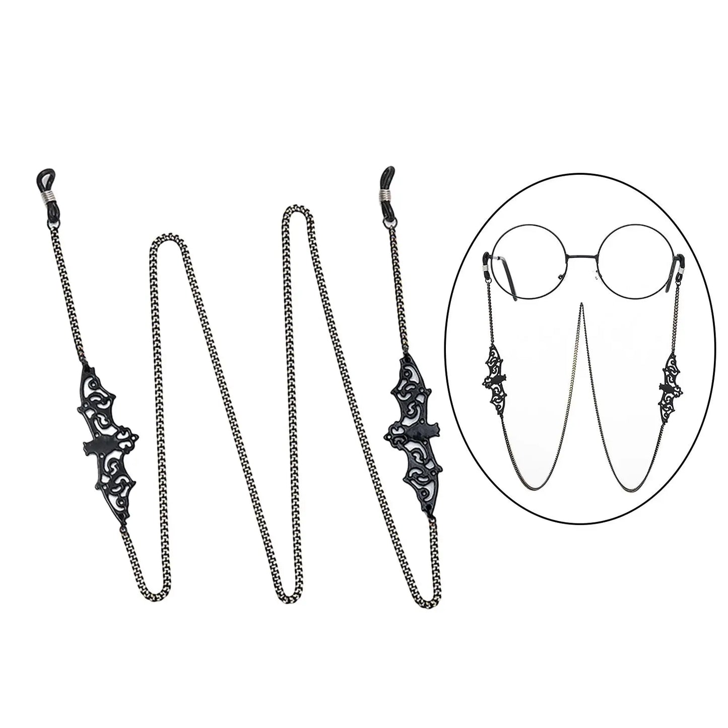Fashionable Eyeglass Chain Black Bat Reading Eyewear Retainer Necklace Strap