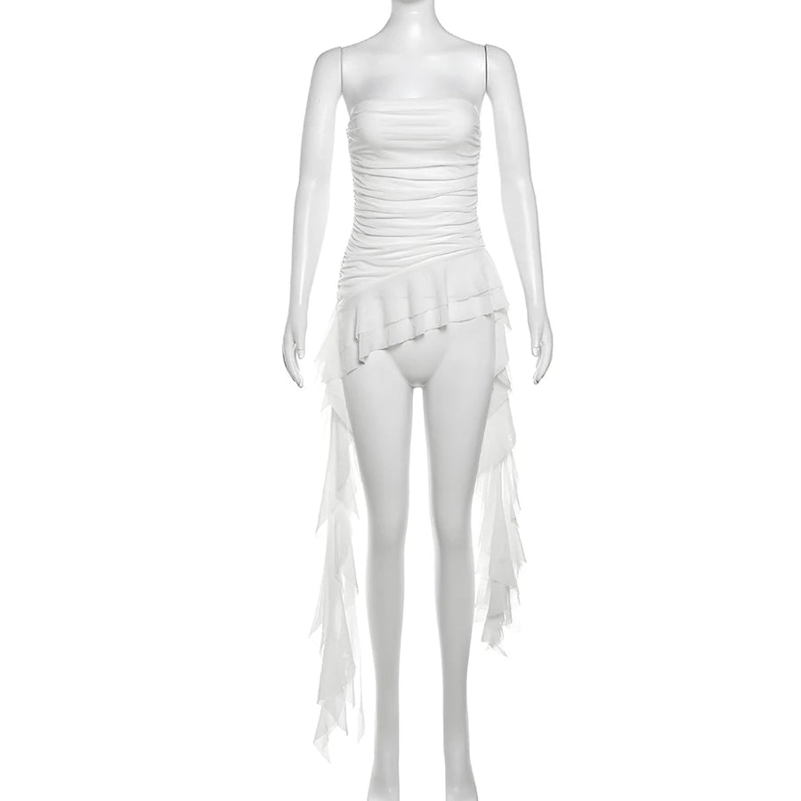 Nibber 2024 Spring New Solid Color Sweet Gentle Cute All-match High Street Travel Sexy Cool Women Chest Wrap ruched Tassel Vest