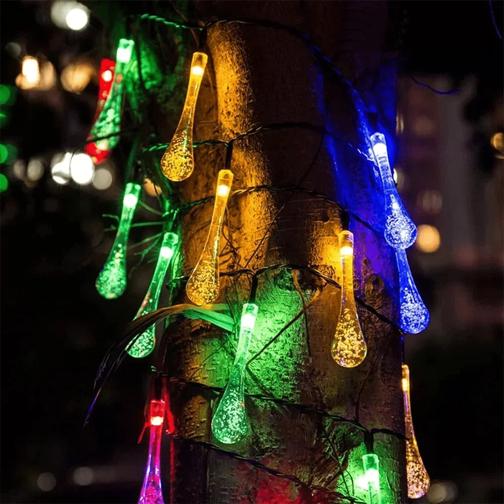 Solar Light Water drops led String Lights Christmas Party Decor Patio Lawn Garland Garden Outdoor Fairy Lights Solar Patio Light