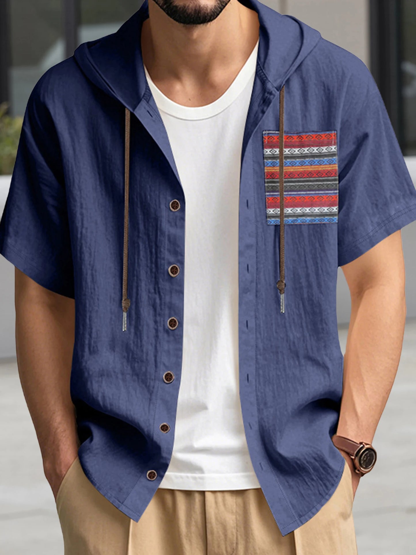 Men s Linen Shirts Casual Short Sleeve V Neck Button Down Pocket Tops Summer Hoodies - Stylish and Comfortable Apparel for Warm