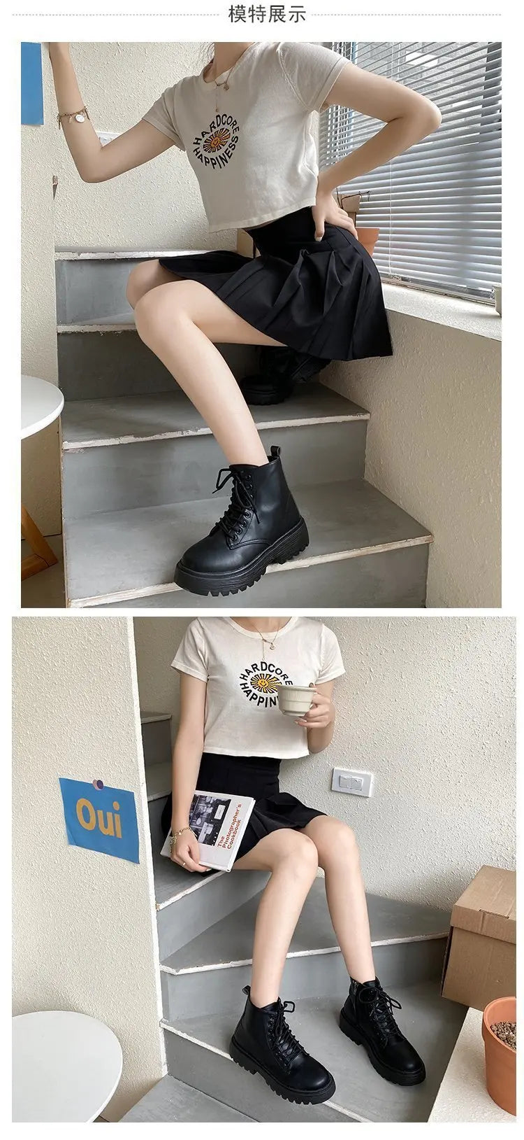 Spring/Autumn Round Toe Square Heel Increased ZIP Soft Fashion Women's Shoes 2025 New Short Boots Large Fashion Martin Boots