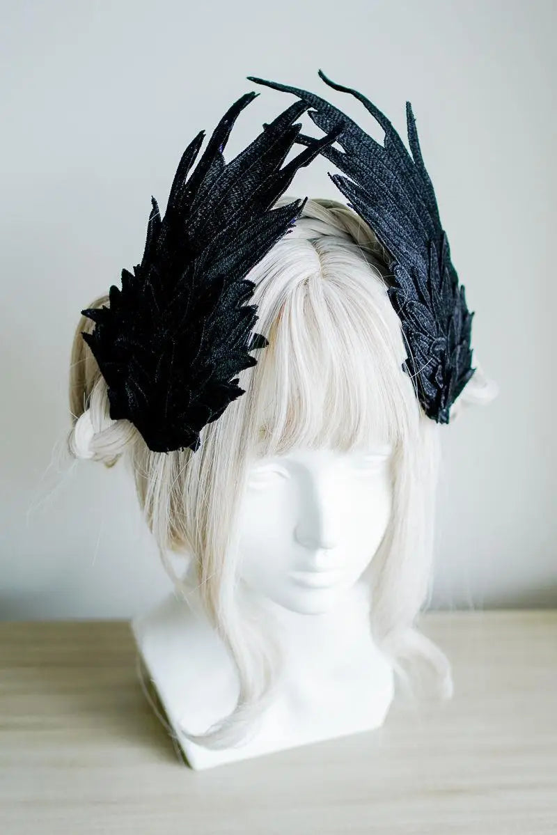 Feather Angel Wing Hair Clips Lolita Barrette Hairpin Lolita Anime Cosplay Hair Accessories Anime Halloween Black White Headwear